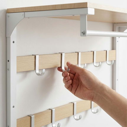 Wall-Mounted 3-in-1 Coat Rack with Shelf, Brown, 80 cm