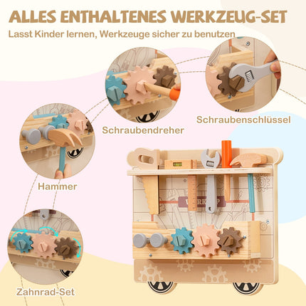 Wall-Mounted 5-in-1 Busy Board for Kids, 63 Accessories