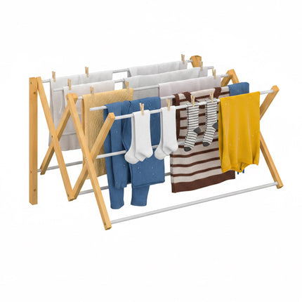 Wall-Mounted Bamboo Metal Drying Rack, Space-Saving Design