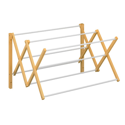 Wall-Mounted Bamboo Metal Drying Rack, Space-Saving Design