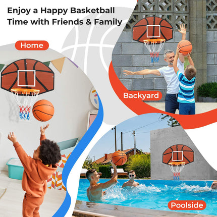 Wall-Mounted Basketball Hoop, 26 x 17.5 Shatterproof Backboard