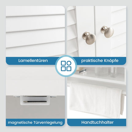 Wall-Mounted Bathroom Cabinet, White, 58x22x75 cm