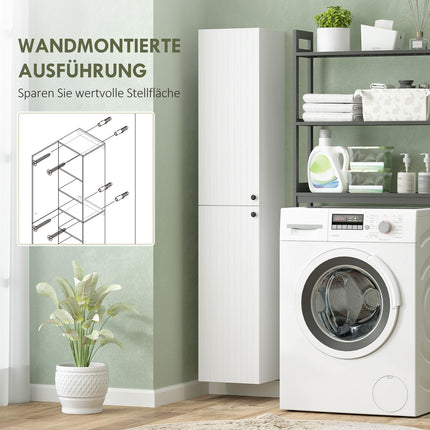 Wall-Mounted Bathroom Cabinet, White MDF, 161 cm