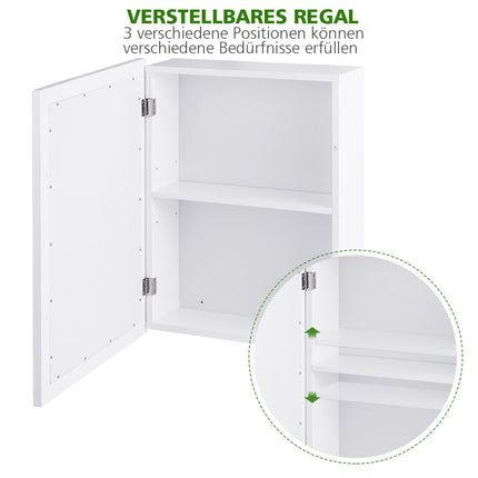 Wall-Mounted Bathroom Cabinet with Mirror, 50x16x66 cm, White