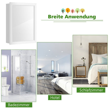 Wall-Mounted Bathroom Cabinet with Mirror, 50x16x66 cm, White