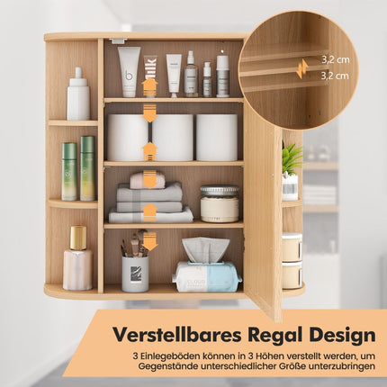 Wall-Mounted Bathroom Cabinet with Mirror, Adjustable Shelves