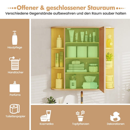 Wall-Mounted Bathroom Cabinet with Mirror, Adjustable Shelves