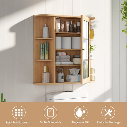 Wall-Mounted Bathroom Cabinet with Mirror, Adjustable Shelves