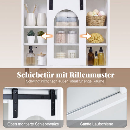 Wall-Mounted Bathroom Cabinet with Towel Rack, White