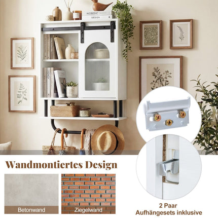 Wall-Mounted Bathroom Cabinet with Towel Rack, White