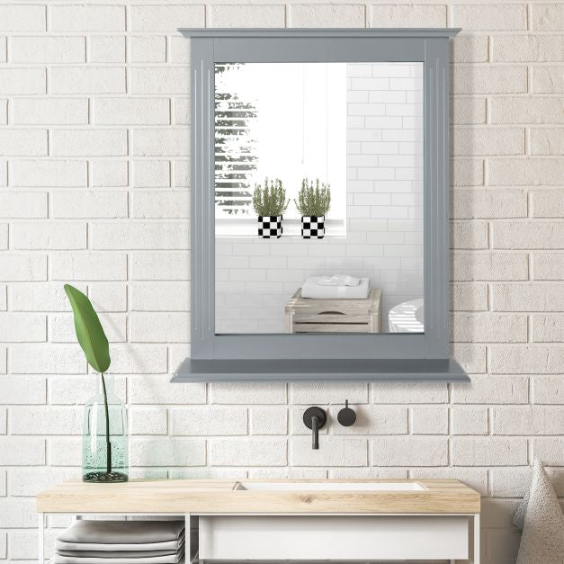 Wall-Mounted Bathroom Vanity Mirror With Shelf, 22.5x27 In