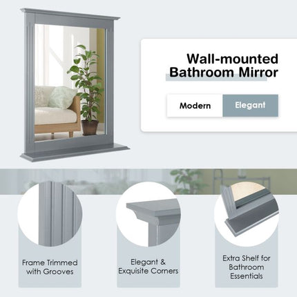 Wall-Mounted Bathroom Vanity Mirror With Shelf, 22.5x27 In