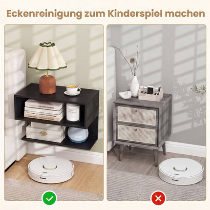 Wall-Mounted Black Bedside Table with Storage Shelves