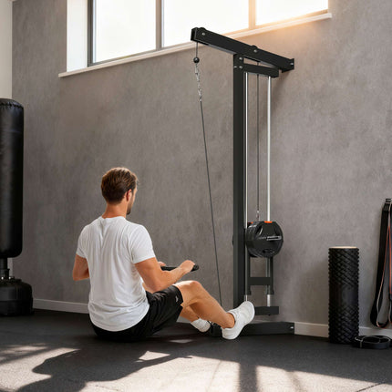Wall-Mounted Cable Machine, Steel, Black, Home Gym Equipment