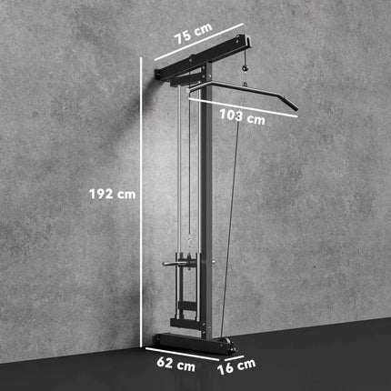Wall-Mounted Cable Machine, Steel, Black, Home Gym Equipment