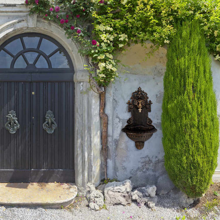 Wall-Mounted Cast Iron Garden Fountain with Tap