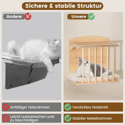 Wall-Mounted Cat Climbing Set with Hammock & Scratching Posts