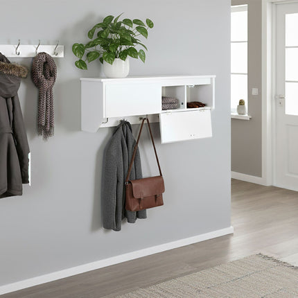 Wall-Mounted Coat Rack with 5 Hooks and Storage Shelf