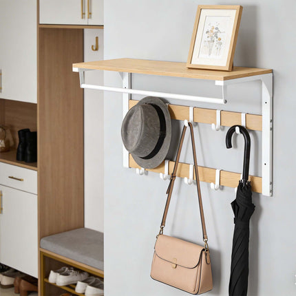 Wall-Mounted Coat Rack with Shelf, Vintage Brown-Black, 65 cm