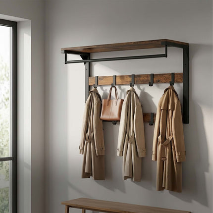 Wall-Mounted Coat Rack with Shelf, White, 80 cm