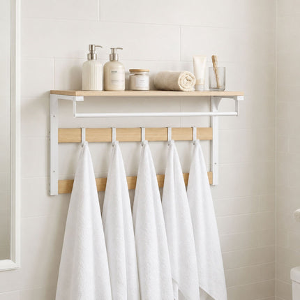 Wall-Mounted Coat Rack with Shelf, White, 80 cm