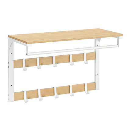 Wall-Mounted Coat Rack with Shelf, White Oak, 65 cm