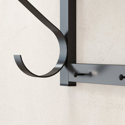 Wall-Mounted Coat Rack with Shelf and 5 Hooks, Gray