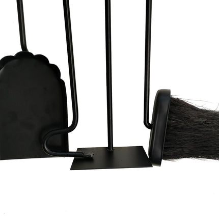 Wall-Mounted Fireplace Tool Set, Steel & Wood, 5-Piece