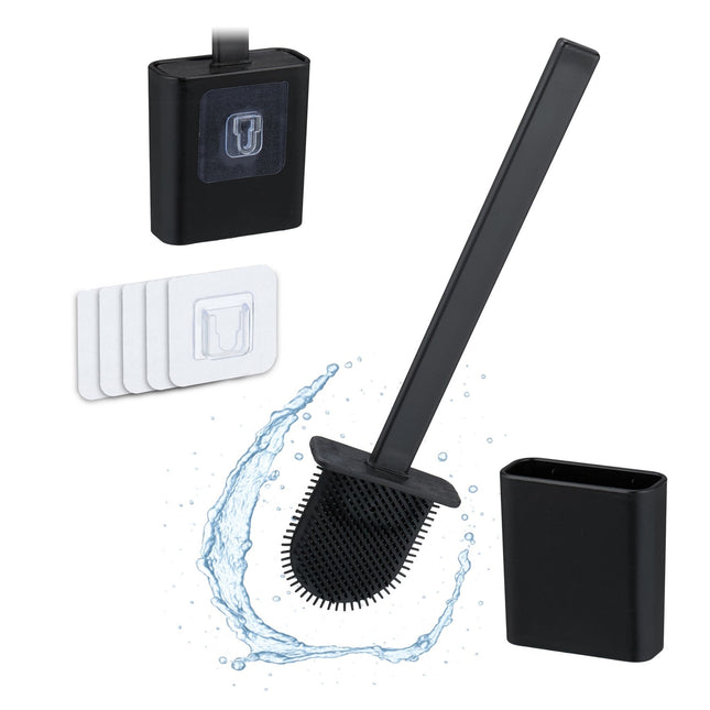 Wall-Mounted Flat Toilet Brush Set with Holder