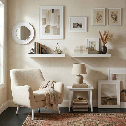 Wall-Mounted Floating Shelf With Metal Bracket, 1 Tier