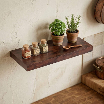 Wall-Mounted Floating Shelf With Metal Bracket
