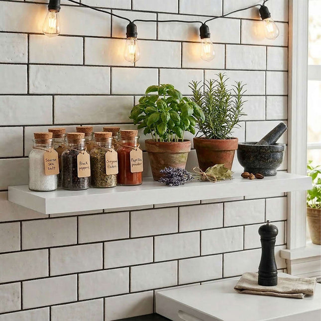 Wall-Mounted Floating Shelf With Metal Bracket