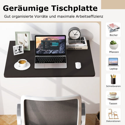 Wall-Mounted Folding Desk, Space-Saving, 80x60 cm, Brown