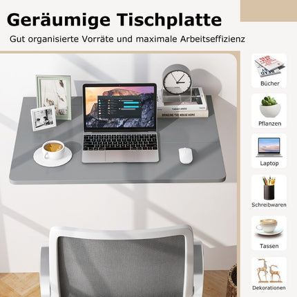 Wall-Mounted Folding Desk, Space-Saving, 80x60 cm, Gray