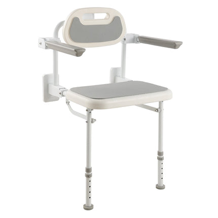Wall-Mounted Folding Shower Seat with Backrest, 150kg