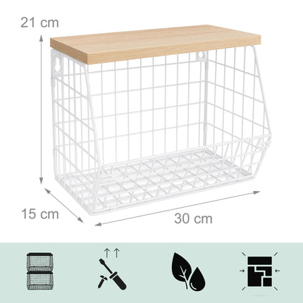 Wall-Mounted Fruit Rack with Wood-Effect Shelf