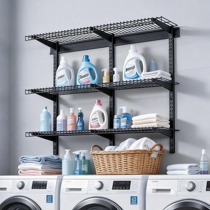 Wall-Mounted Garage Shelving, 3-Tier Steel, 204 kg