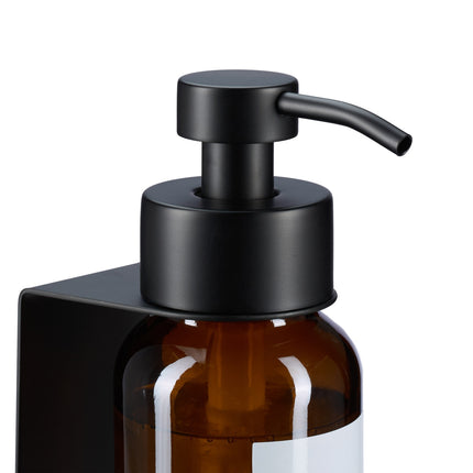 Wall-Mounted Glass Soap Dispenser, Amber, Black Pump