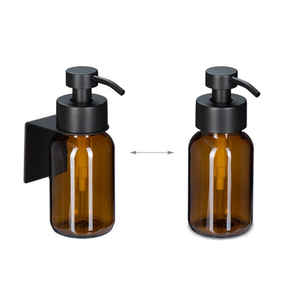 Wall-Mounted Glass Soap Dispenser, Amber, No-Drill