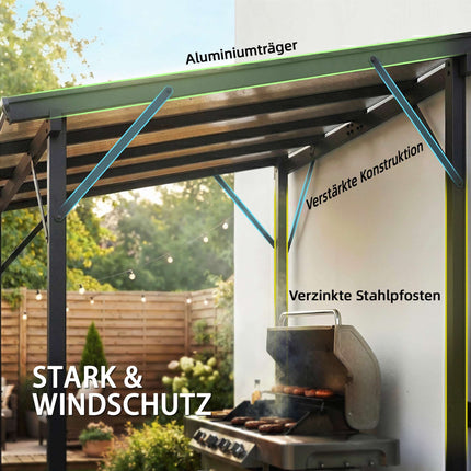 Wall-Mounted Grill Gazebo with UPF50+ PC Roof