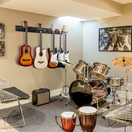 Wall-Mounted Guitar Rack, Holds 5, 270 Rotating Hooks