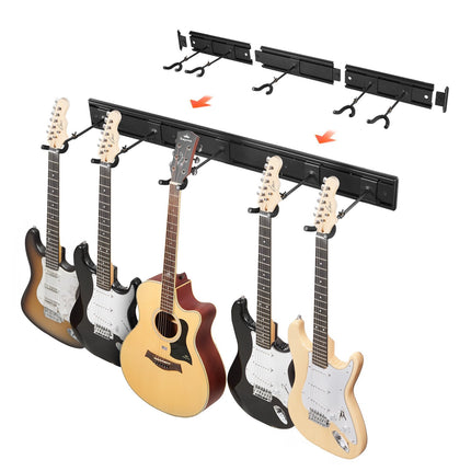 Wall-Mounted Guitar Rack, Holds 5, 270 Rotating Hooks