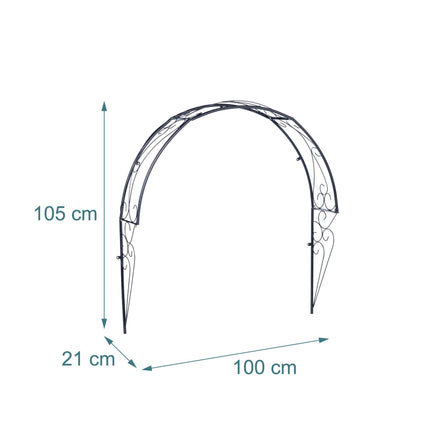 Wall-Mounted Half Rose Arch Trellis, Black Metal