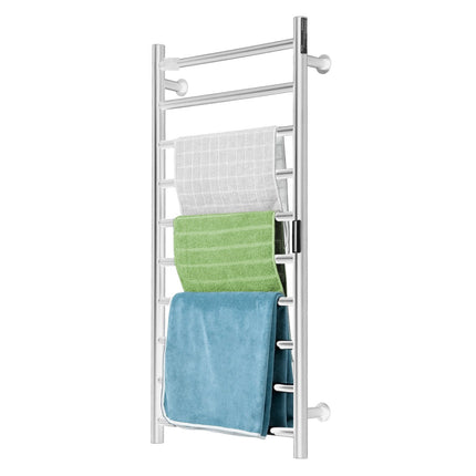 Wall-Mounted Heated Towel Rack, 10-Bar, Timer, IPX5