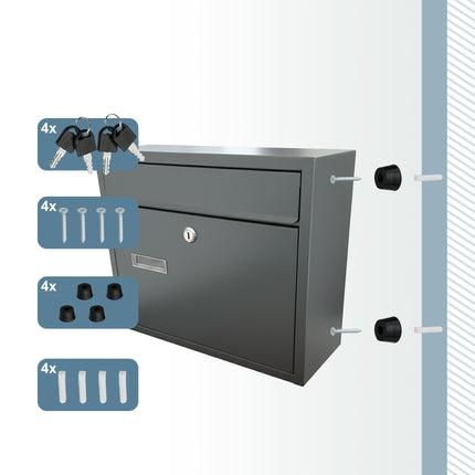 Wall-Mounted Horizontal Mailbox with Lock & Keys