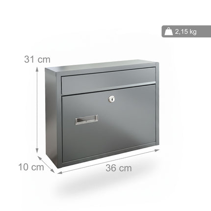 Wall-Mounted Horizontal Mailbox with Nameplate, Lockable