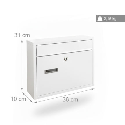 Wall-Mounted Horizontal Mailbox with Nameplate, Lockable