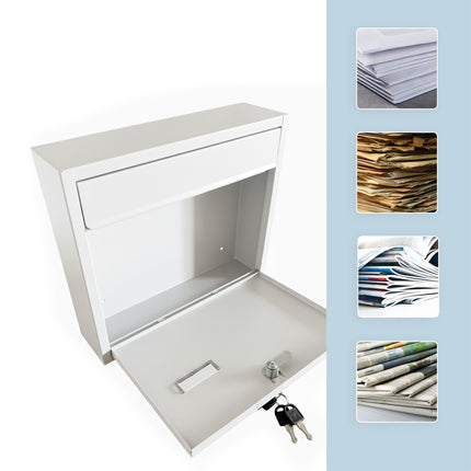 Wall-Mounted Horizontal Mailbox with Nameplate, Lockable