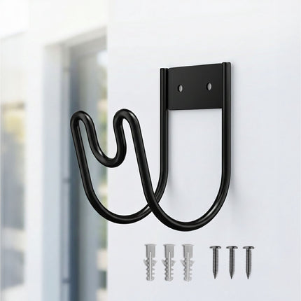 Wall-Mounted Iron Hose Holder, Black