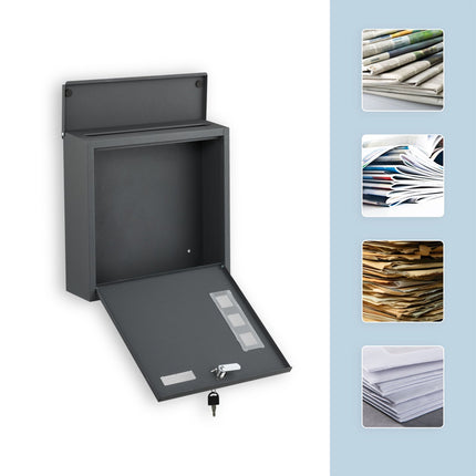 Wall-Mounted Iron Letterbox with Viewing Windows